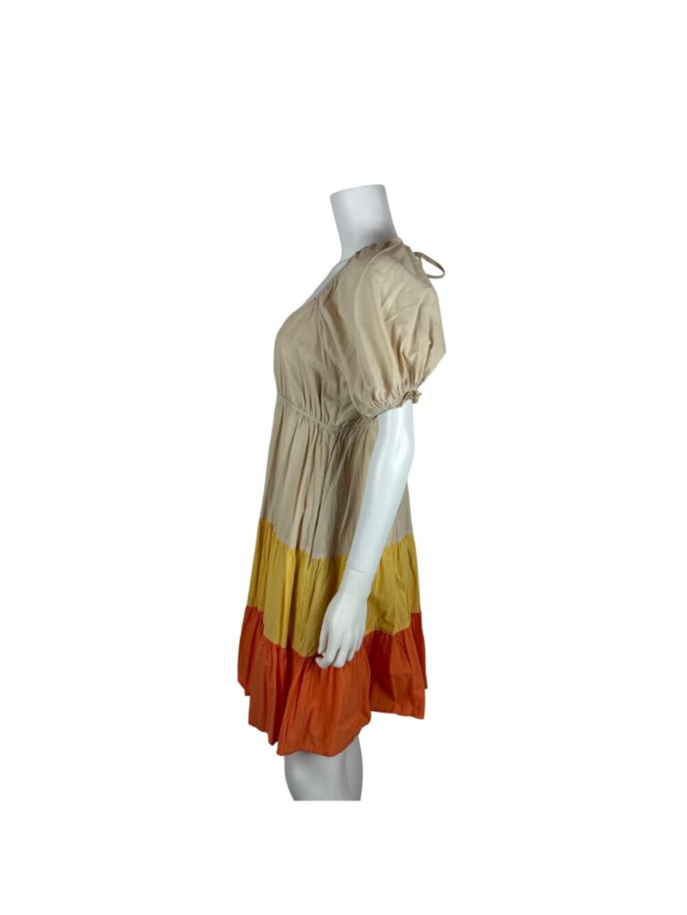 &Merci Candy Corn Dress Womens M Puff Sleeve Halloween Colorblock Mini Fit Flare - Picture 9 of 12